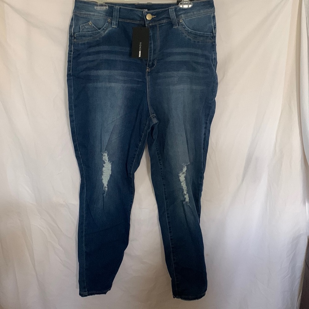 Medium wash fashion nova ripped jeans